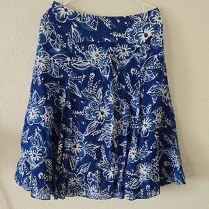 Jones New York Blue Floral Midi Skirt